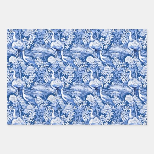 Blauw en wit Chinoserie-serie Design 8 Inpakpapier Vel (Voorkant 2)