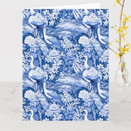 Blauw en wit Chinoserie-serie Design 8 Kaart (Gele Bloem)