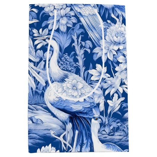 Blauw en wit Chinoserie-serie Design 8 Medium Cadeauzakje (Voorkant)