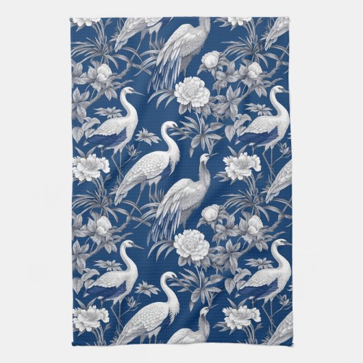 Blauw en wit Chinoserie-serie ontwerp 7 Theedoek (Verticaal)