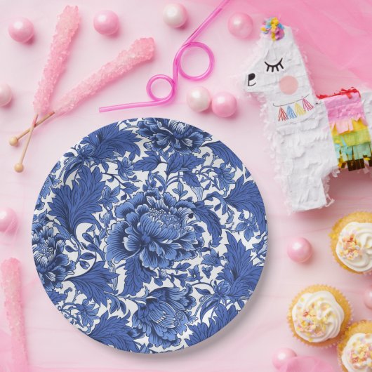  Blauw en Wit Chintz Traditioneel Papieren Bordje (Feest)