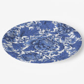 Blauw en Wit Chintz Traditioneel Papieren Bordje (Gekanteld)