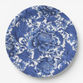 Blauw en Wit Chintz Traditioneel Papieren Bordje (Voorkant)