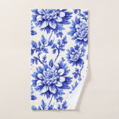 Blauw en wit chrysanthemum Frans country decor Bad Handdoek (Handdoek)