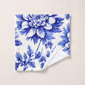 Blauw en wit chrysanthemum Frans country decor Bad Handdoek (Wasdoekje)