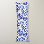 Blauw en wit chrysanthemum Frans country decor Lichaamskussen (Voorkant Verticaal)