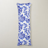 Blauw en wit chrysanthemum Frans country decor Lichaamskussen (Achterkant (Verticaal))
