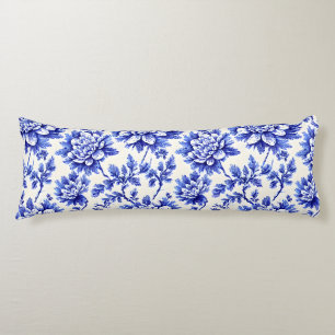 Blauw en wit chrysanthemum Frans landelijk decor Lichaamskussen