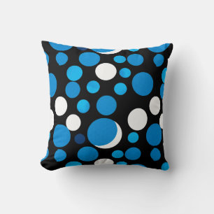 Blauw en Wit Cirkelpatroon Kussen
