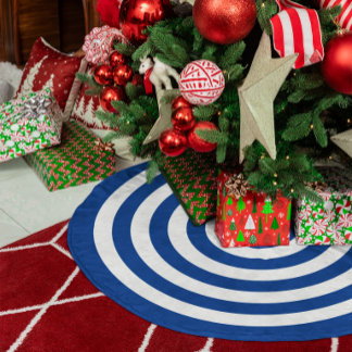 Blauw en wit concentrische cirkelpatroon kerstboom rok
