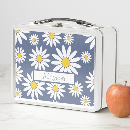 Blauw en Wit Daisy met naam (In situ)