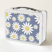 Blauw en Wit Daisy met naam (Achterkant)