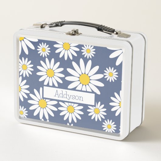 Blauw en Wit Daisy met naam (Voorkant)