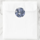Blauw en Wit Daisy Patroon Ronde Sticker (Tas)