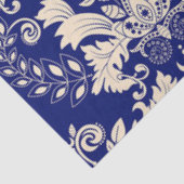 Blauw en wit Damaspatroon Afdrukontwerp Tissuepapier (Detail)