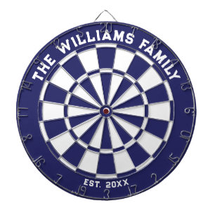 Blauw en Wit Dartbord voor Familie met Pijlen