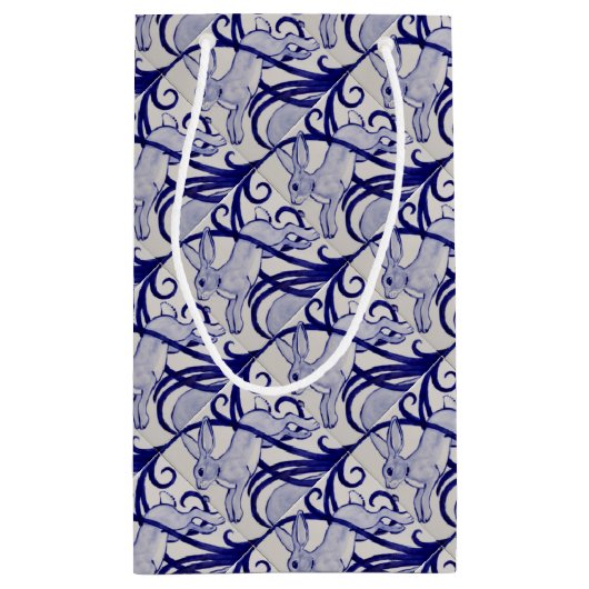 Blauw en wit deco-rabbijn met tapijten klein cadeauzakje (Achterkant)
