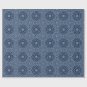 Blauw en wit decoratief paisleypatroon cadeaupapier (Vlak)