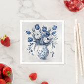 Blauw en wit Delft stijl tulp boeket ontwerp Servet (Insitu)
