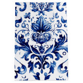 Blauw en wit Delfts stijl bloemenpatroon van ornam Medium Cadeauzakje (Achterkant)