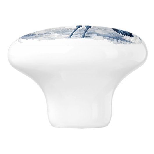 Blauw en wit Delfts stijl kunstreiger met bloemen Keramische Knop (Zijkant)