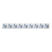 Blauw en wit Delfts stijl kunstreiger met bloemen Lint (Voorkant)