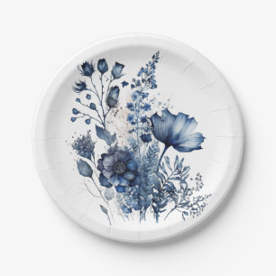 Blauw en wit Delfts stijl wildflower boeket Papieren Bordje