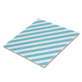 Blauw en wit diagonaal bandpatroon tegeltje (Zijkant)