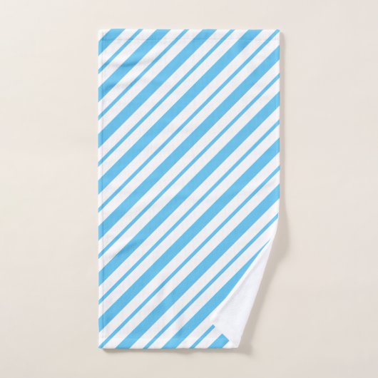 Blauw en wit diagonaal gestreept patroon bad handdoek (Handdoek)