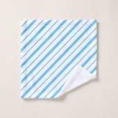 Blauw en wit diagonaal gestreept patroon bad handdoek (Wasdoekje)