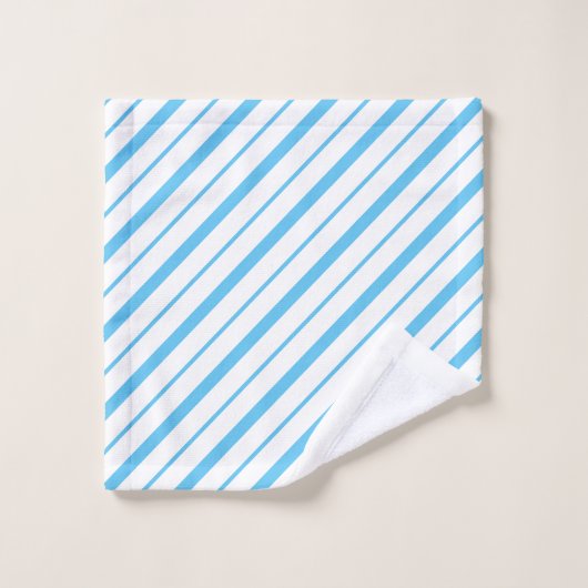 Blauw en wit diagonaal gestreept patroon bad handdoek (Wasdoekje)