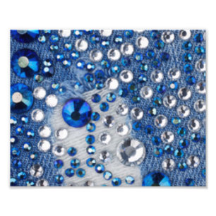 Blauw en wit diamant Blauw Jean Patroonontwerp Foto Afdruk