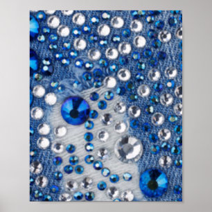 Blauw en wit diamant Blauw Jean Patroonontwerp Poster
