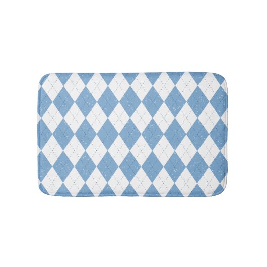 Blauw en wit diamant geometrisch patroon badmat (Voorkant)