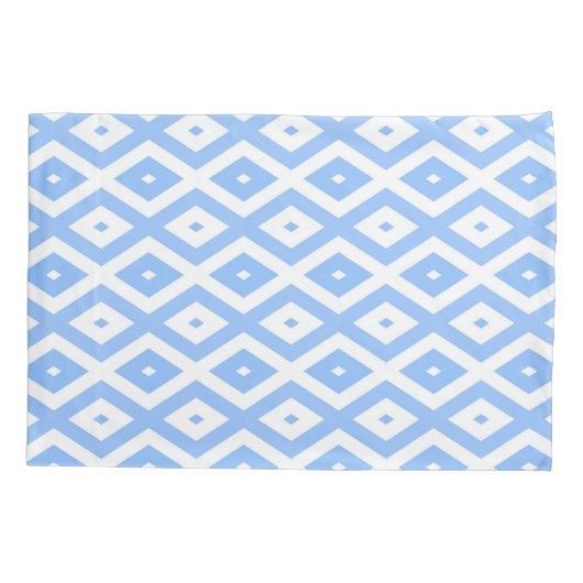Blauw en wit diamantpatroon kussensloop (Achterkant)