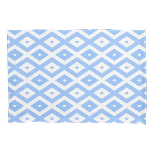 Blauw en wit diamantpatroon kussensloop (Voorkant)