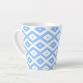 Blauw en wit diamantpatroon latte mok (Linkerhoek)