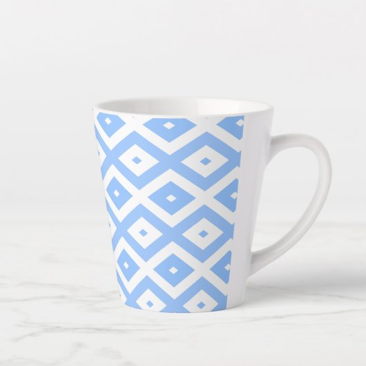 Blauw en wit diamantpatroon latte mok (Rechts)