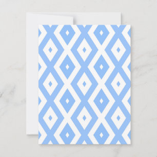 Blauw en wit diamantpatroon RSVP kaartje