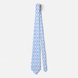 Blauw en wit diamantpatroon stropdas