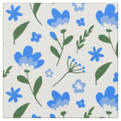 Blauw en wit Ditsy Floral Pattern Stof (Close Up)