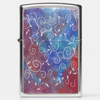 Blauw en wit draaikolken Zippo-aansteker
