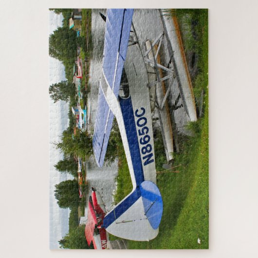 Blauw en wit drijfvliegtuig, meer van Hood, Alaska Legpuzzel (Verticaal)