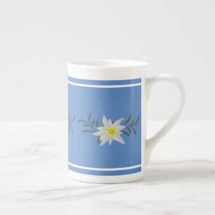 Blauw en Wit Edelweiss Bone China Mok