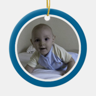 Blauw en wit - één zijwaarts keramisch ornament