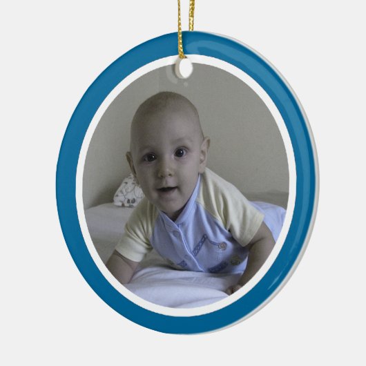 Blauw en wit - één zijwaarts keramisch ornament (Links)