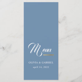 Blauw en wit. Eenvoudig stijlvol menu voor bruilof