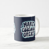 Blauw en wit eenvoudige motivatie koffiemok (Voorkant rechts)