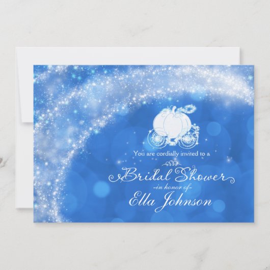 Blauw en wit Elegant Glam Carriage Storybook Kaart (Voorkant)