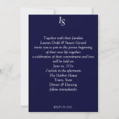 Blauw en wit, Elegant Wedding Invitation Kaart (Achterkant)